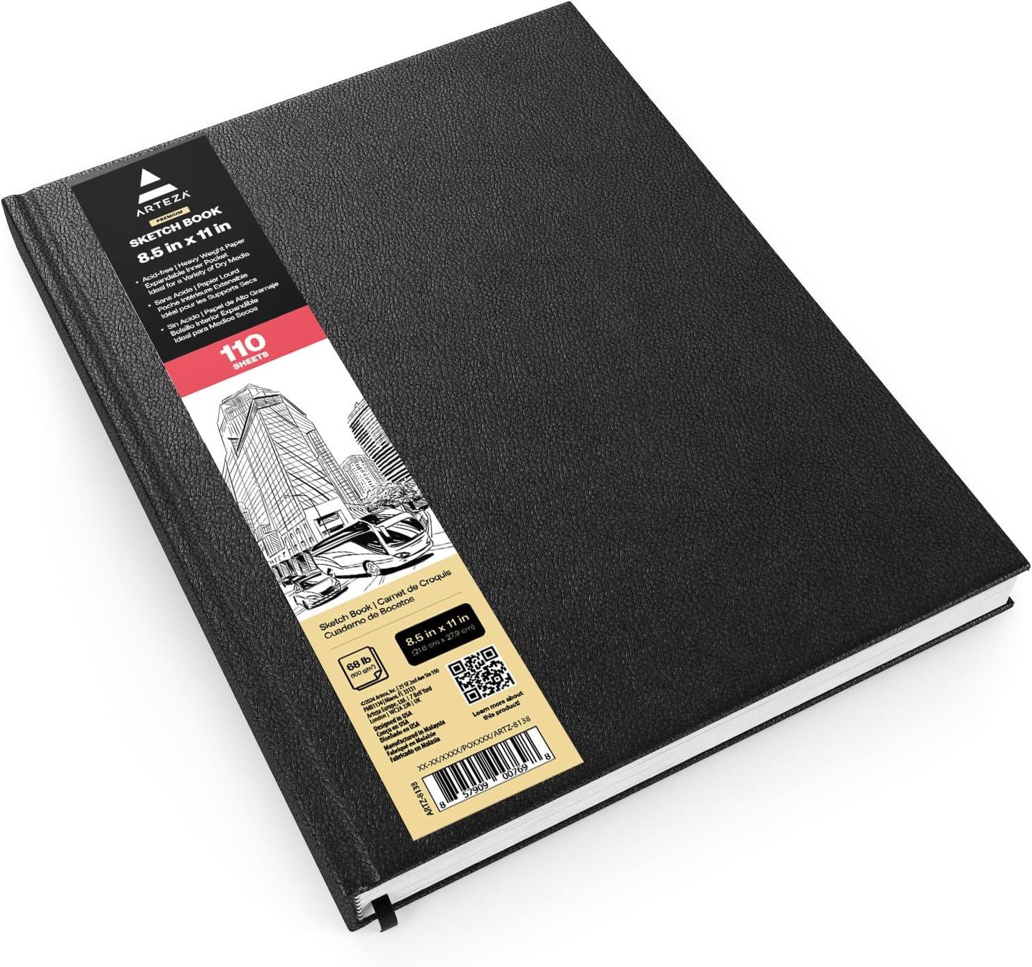 ARTEZA Hardcover Sketch Book 8.5 x 11 Drawing Pad 100 Sheets Sketch Pads for Drawing for Adults & Teens(1pack)