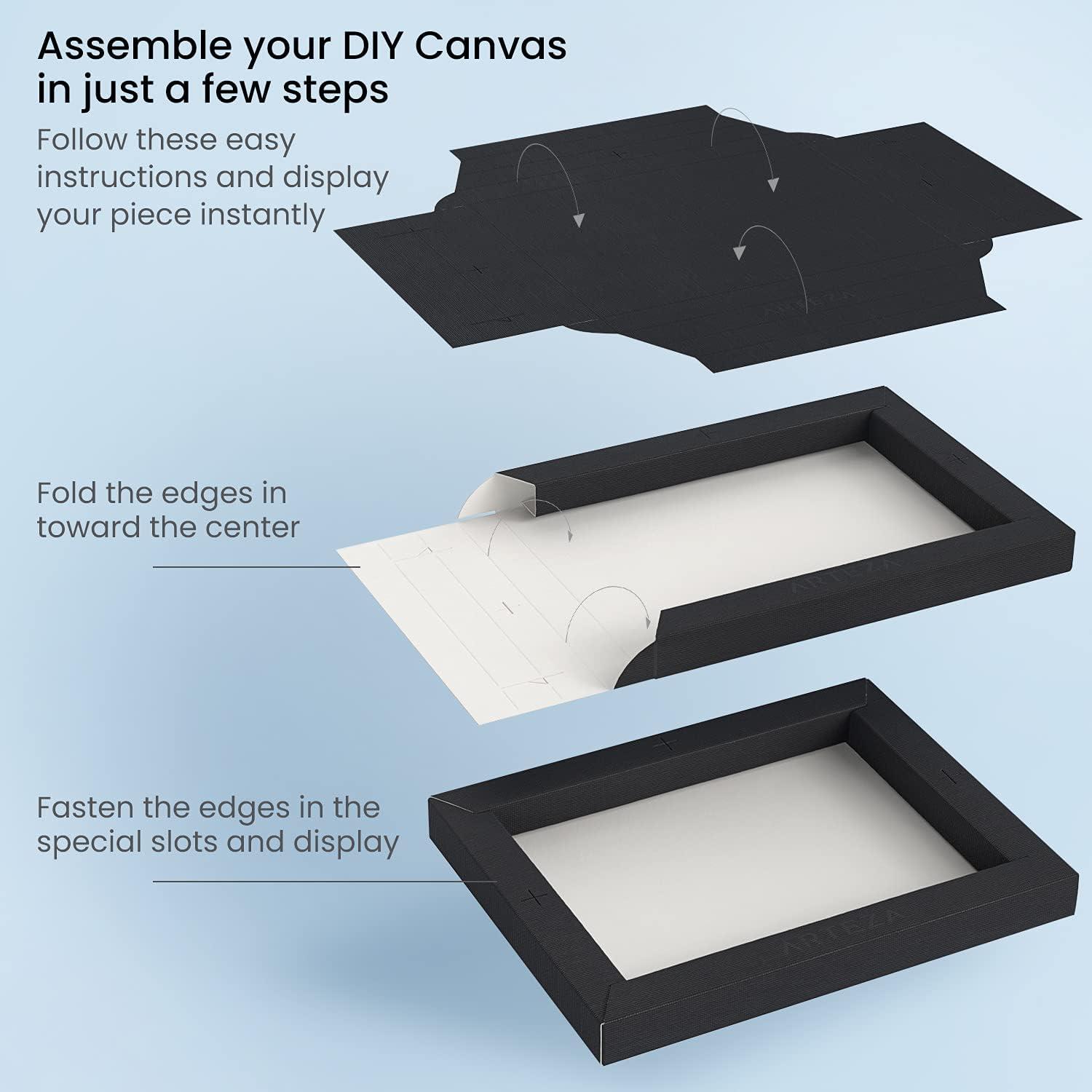 ARTEZA DIY Frame Canvases for Painting, 5 Sheets, 8.5×11 Inches, Black(8.5 x 11 inches)