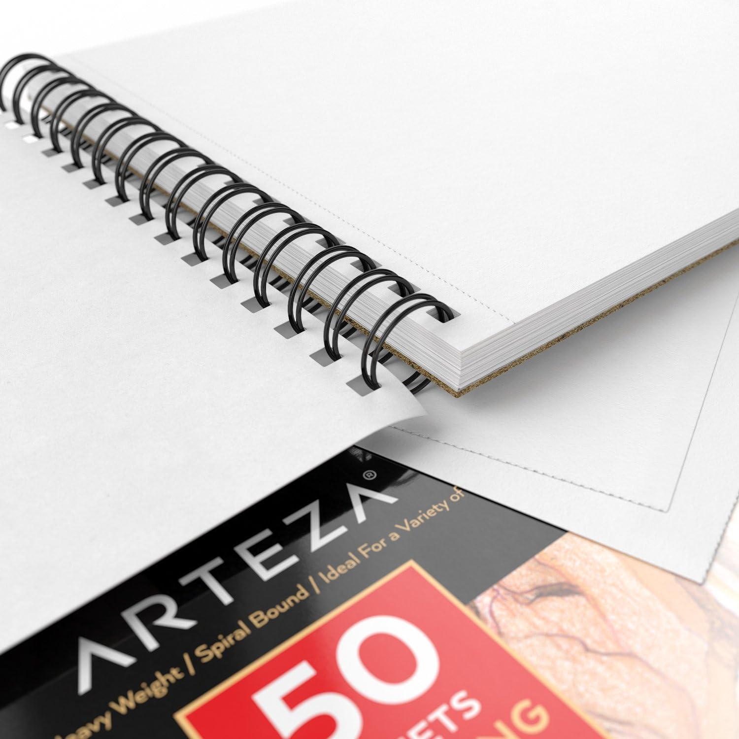 ARTEZA Drawing Paper Pad, 8 x 10 Inches, Pack of 1, 50 Sheets, Spiral Bound Artist Drawing Books, Durable Acid Free White Sketch Paper(8″x10″ (Pack of 2))
