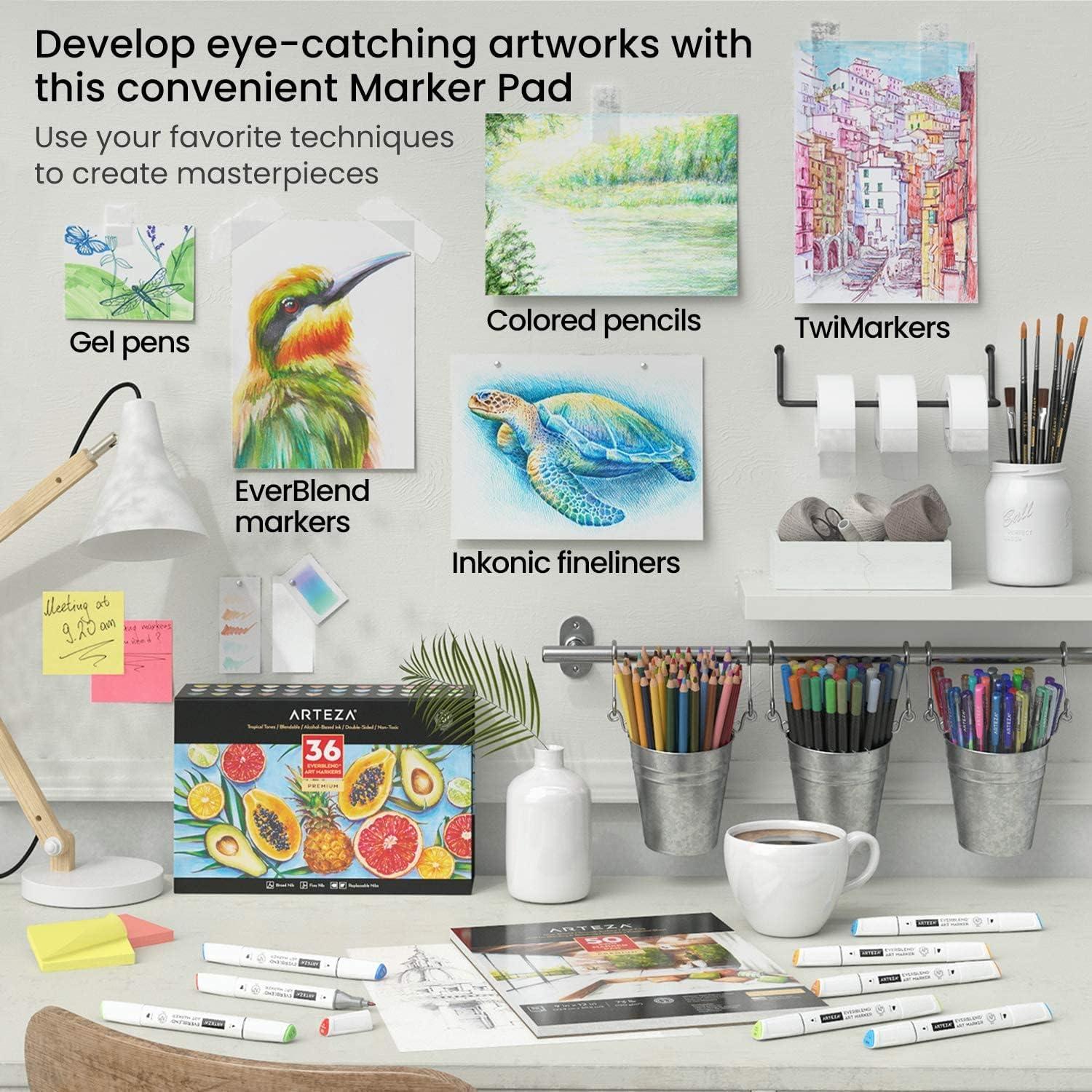 ARTEZA Marker Paper Pad 9×12 Drawing Pad 2 pack 50 Sheets Sketch Pads for Drawing for Adults & Teens(1pack)