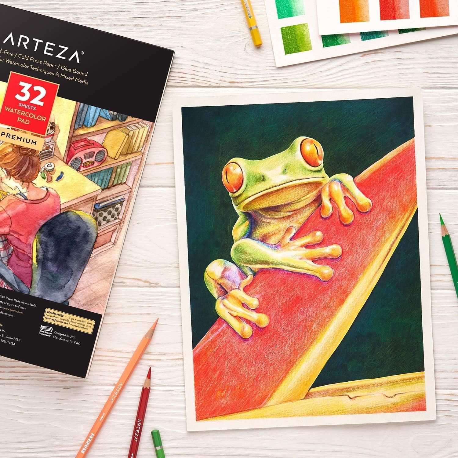 ARTEZA Watercolor Paper, Pack of 2, 32 Sheets Each, 9×12 Inch Watercolor Sketchbook, 140lb/300gsm, Cold Press, Acid Free Art Paper(64 Sheets  9×12 Inch)