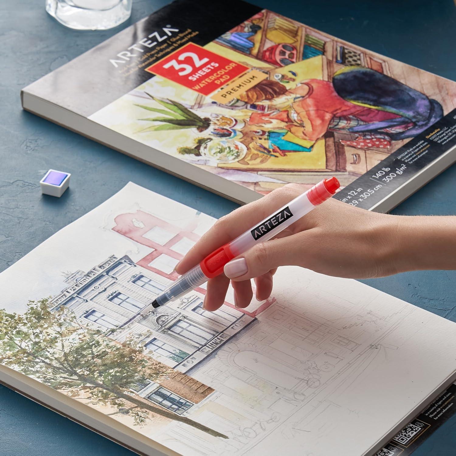 ARTEZA Watercolor Paper, Pack of 2, 32 Sheets Each, 9×12 Inch Watercolor Sketchbook, 140lb/300gsm, Cold Press, Acid Free Art Paper(64 Sheets  9×12 Inch)