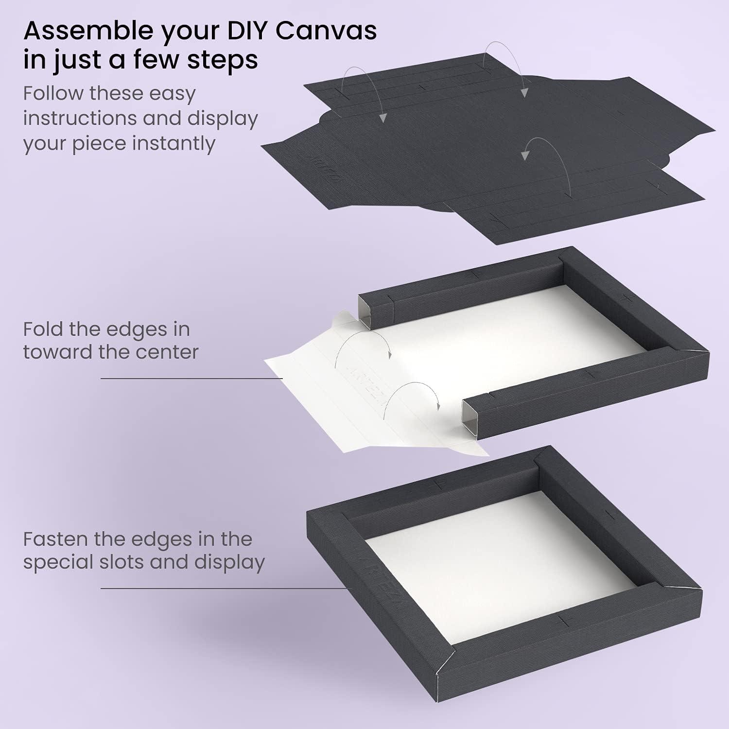 ARTEZA DIY Frame Canvases for Painting, 5 Sheets, 8.5×11 Inches, Black(9 x 9 inches)
