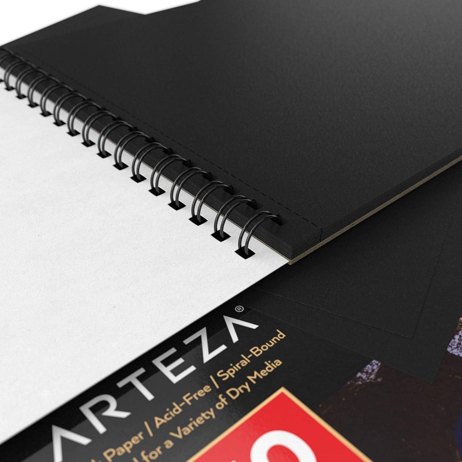 ARTEZA Spiral Sketch Book 11×14 Black Art Paper Drawing Pad 2 Pack 30 Sheets Sketch Pads for Drawing