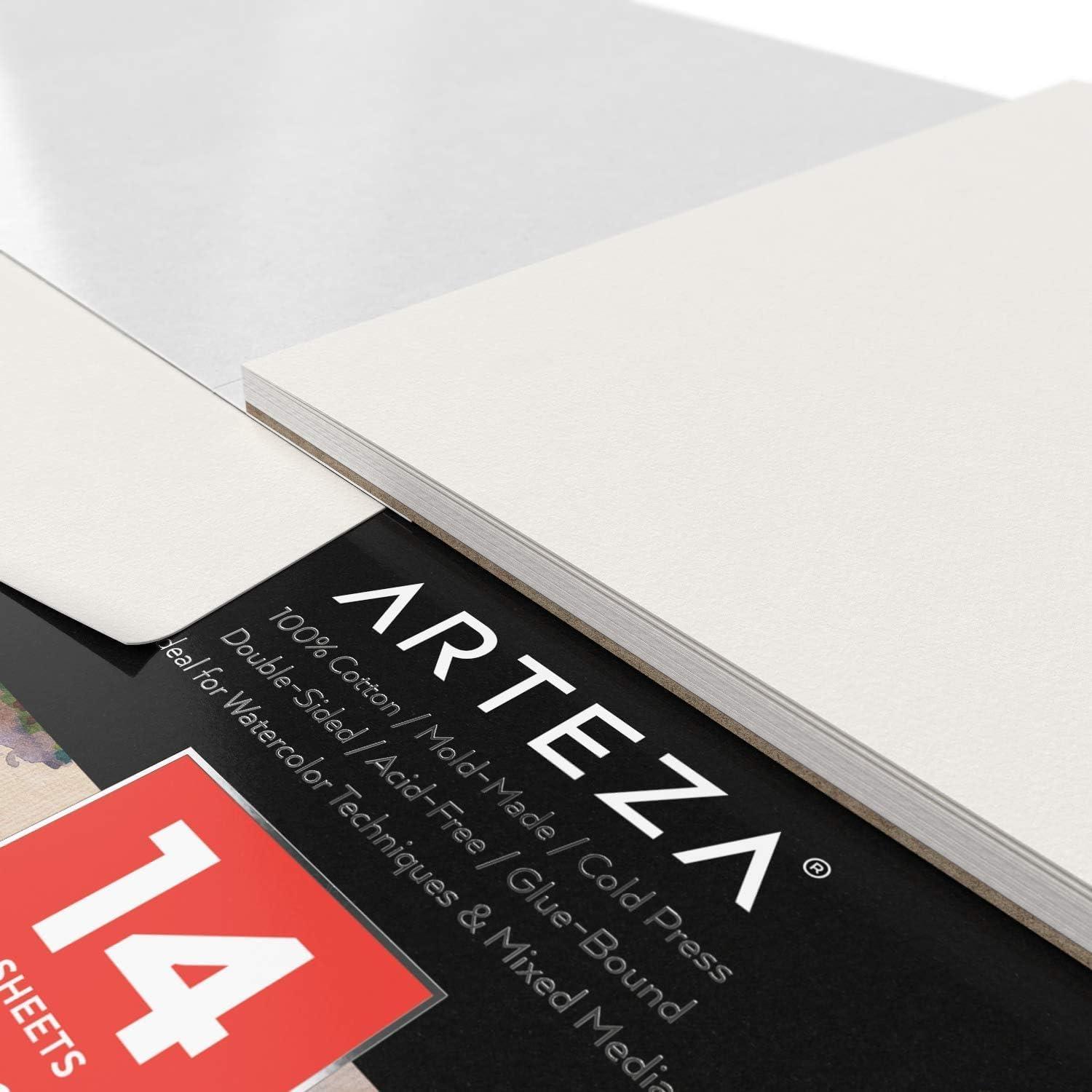 ARTEZA Watercolor Paper for Kids, 2 Pack, 30 Sheets Each, 9×12 Inches Water Pad, 135lb/200gsm, Glue Bound, Acid Free Kids Paper(14 Sheets (Double Sided))