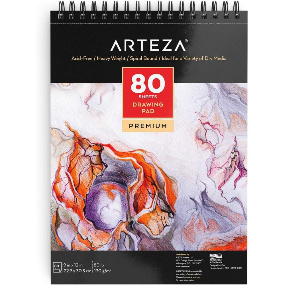 ARTEZA Artist Sketch Pad, 9×12 Inches – 2-Pack, 80 Spiral-Bound Sheets Each, Acid-Free 80 lb White Paper for Sketching, Drawing & Daily Art Practice(9 x 12 (Pack of 1))
