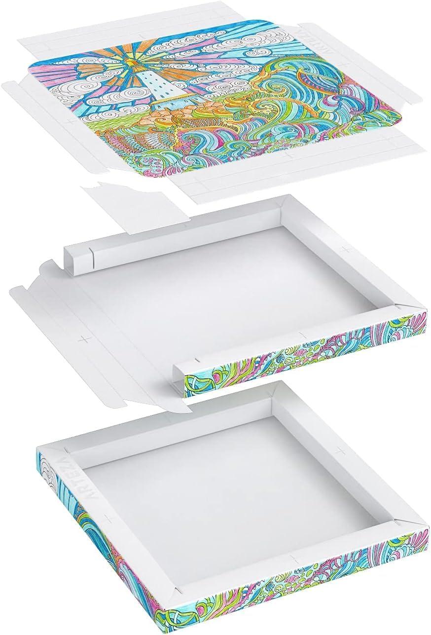 ARTEZA Adult Coloring Book, Ocean Illustrations, 30 Sheets, 12.1×13.5 Inches DIY Coloring Pages Fold into 8×8 Inches Frames, 215 lb Paper(20.4 x 20.4)