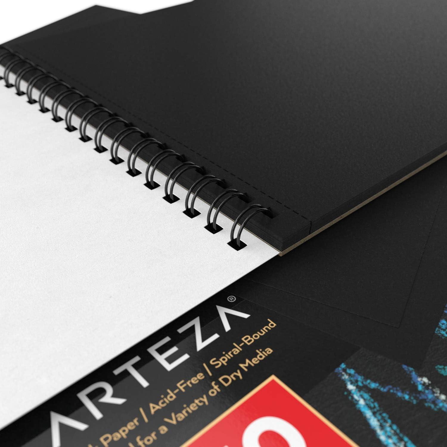 ARTEZA Spiral Sketch Book 9×12 Black Art Paper Drawing Pad 2 Pack 30 Sheets Sketch Pads for Drawing(1 Pack)