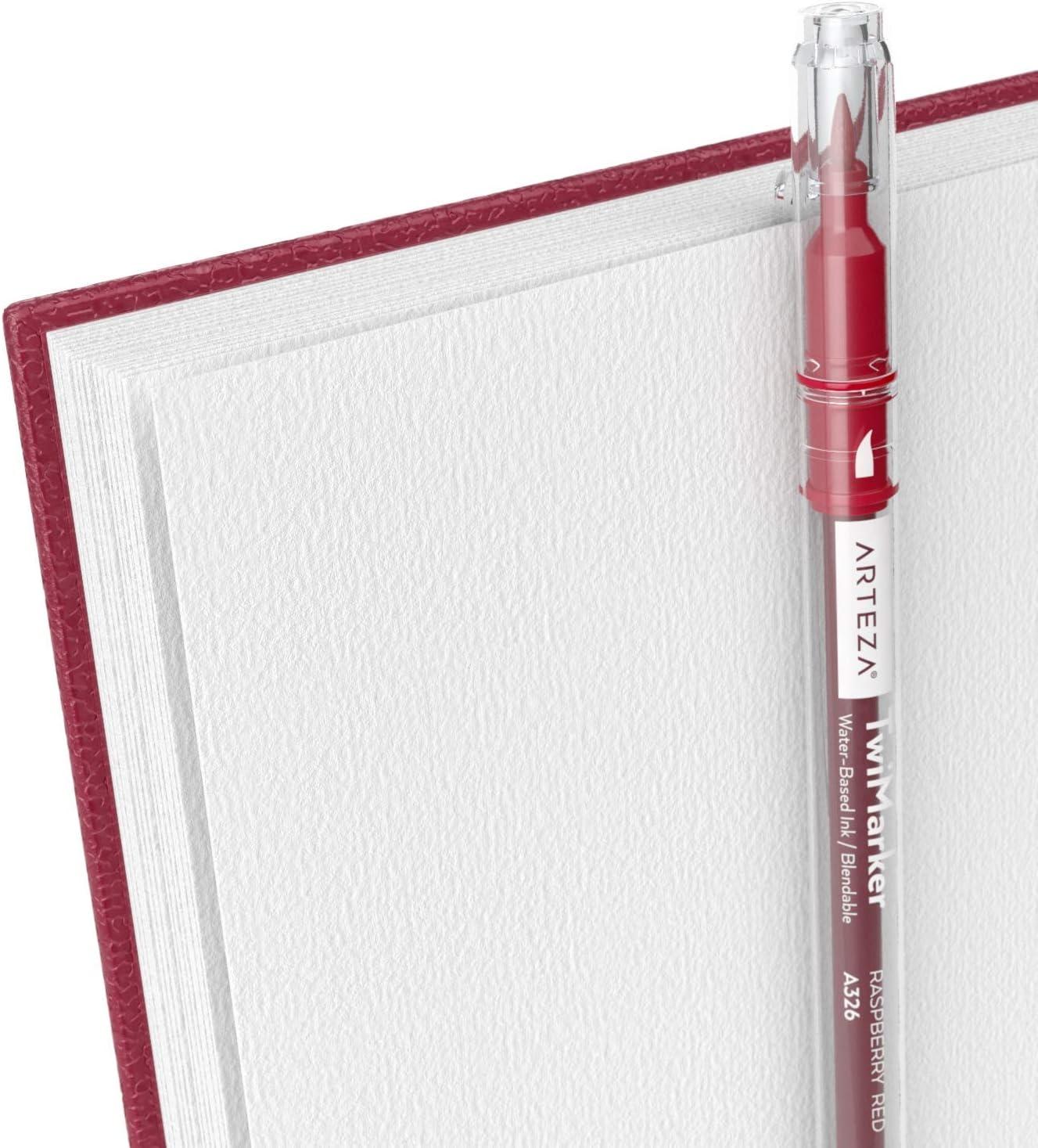 ARTEZA Watercolor Sketchbook 2-Pack, 9×12 Inches – 64 Pages Each, Spiral-Bound 140 lb Cold Press Paper, Gray Hardcover Journal for Mixed Media(Pink)
