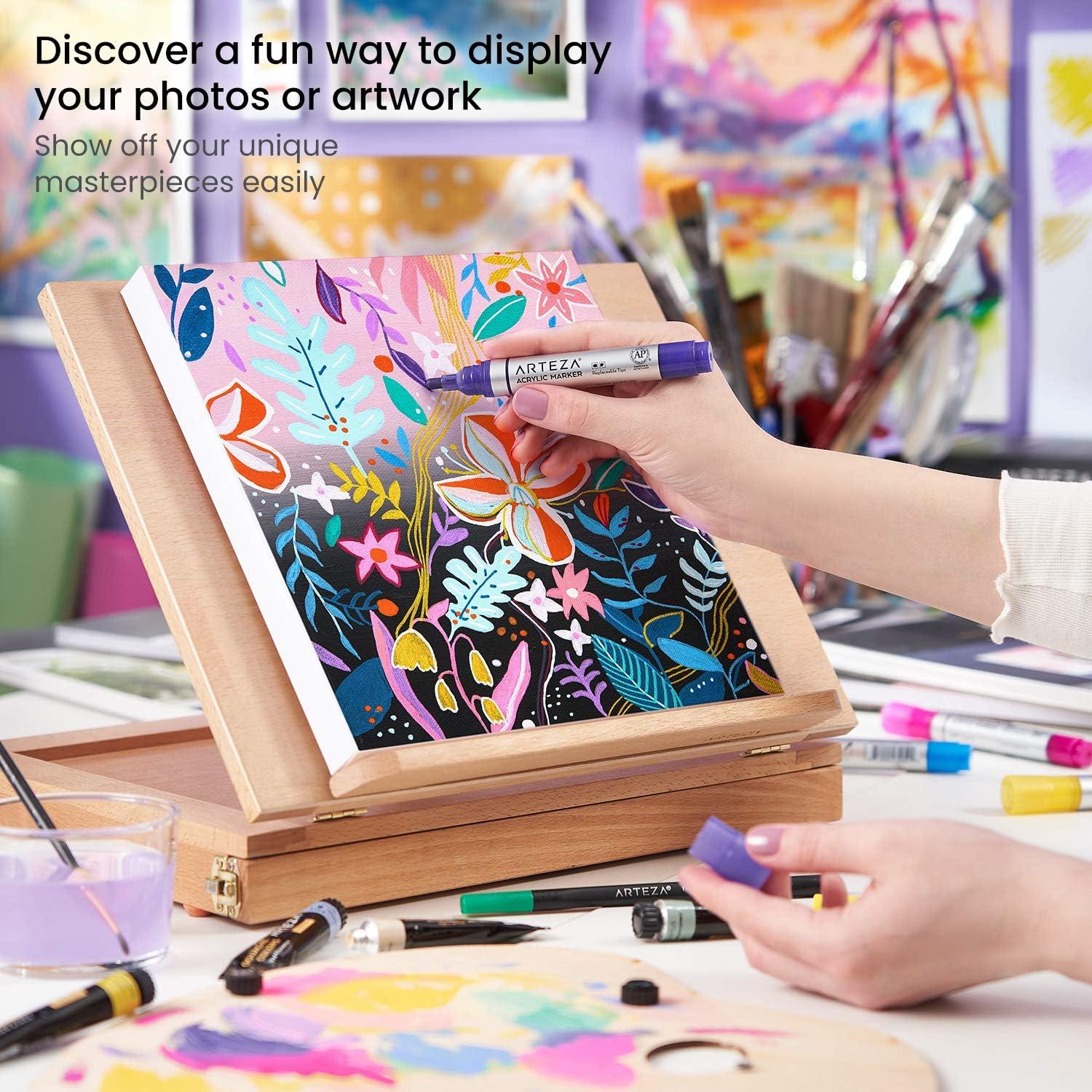 ARTEZA Mixed Media Paper Foldable Canvas Pad, 9.5×9.5 Inches, 20 Sheets, DIY Frame, Heavyweight Multimedia Paper, 228 lb, 370 GSM, Acid-Free, Art Supplies for Painting & Mixed Media Art