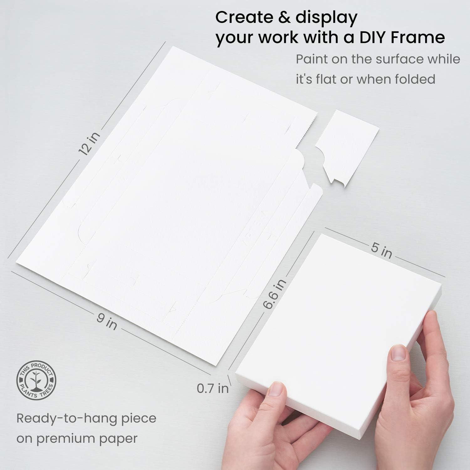 ARTEZA Watercolor Art Paper Foldable Canvas Pad, 5×6.6 Inches, 20 Sheets, DIY Frame(White)