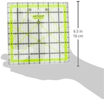ARTEZA Quilting Ruler, Laser Cut Acrylic, Double Colored Grid Lines, 6″x6″(6×6)