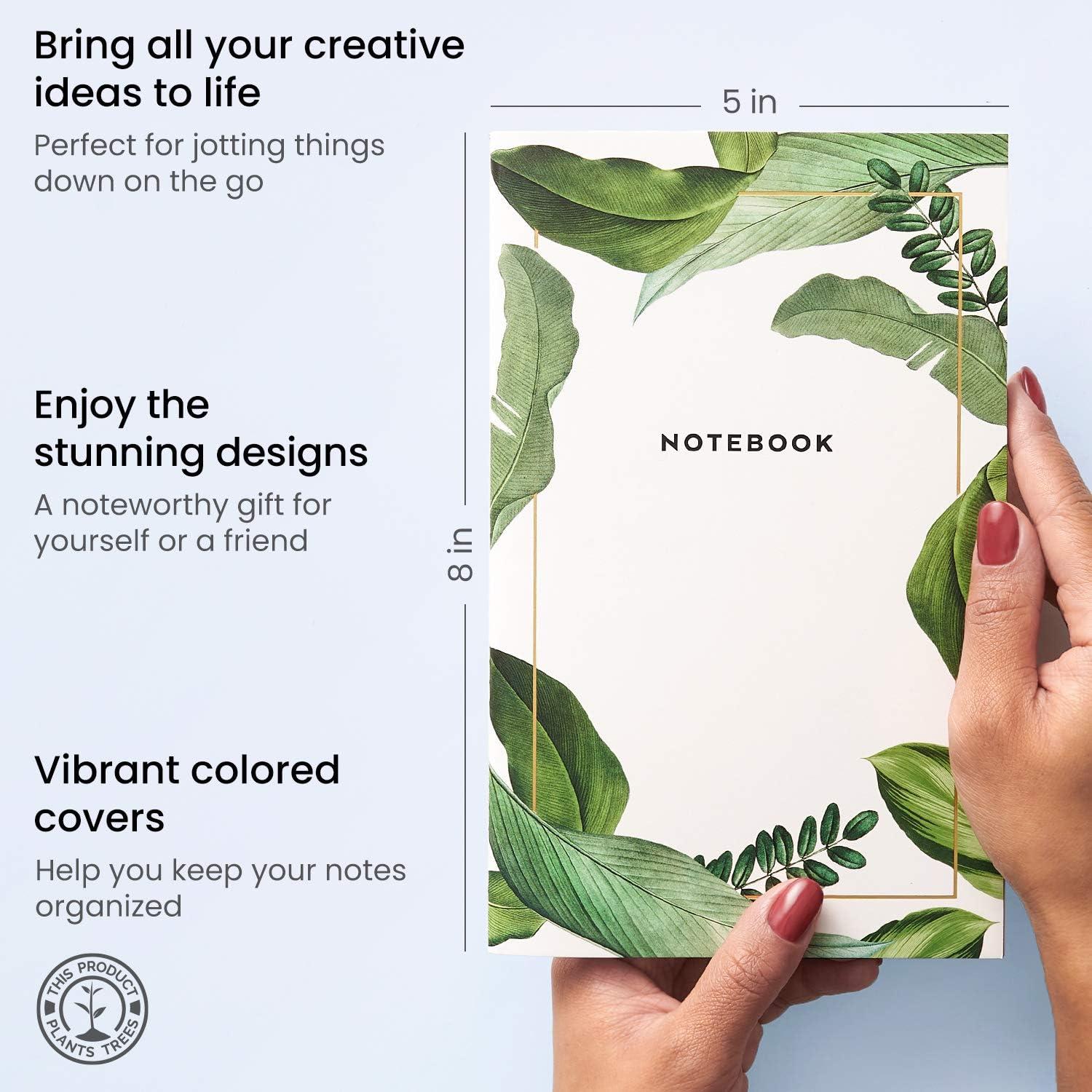 ARTEZA Pocket Notebooks, 5 x 8 Inches, Set of 5, 40 Sheets Each, Abstract Design, 2 Ruled, 2 Dotted and 1 Blank Softcover Journal with Smooth Paper(Various Designs)