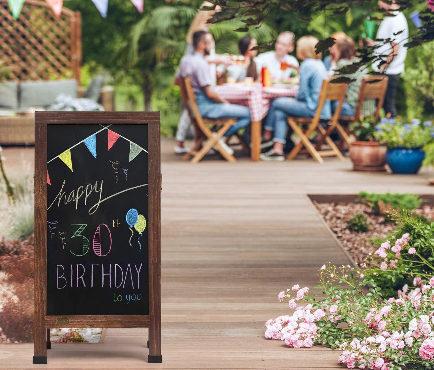 Arteza 40×20 Inch A-Frame Chalkboard Easel Set, Outdoor Chalkboard Sign with Chalk Sticks, Chalk Markers, Erasers, and Stencils, Standing Sign, Office Supplies for Businesses, Announcements & Events(40×20 Inch + Markers)