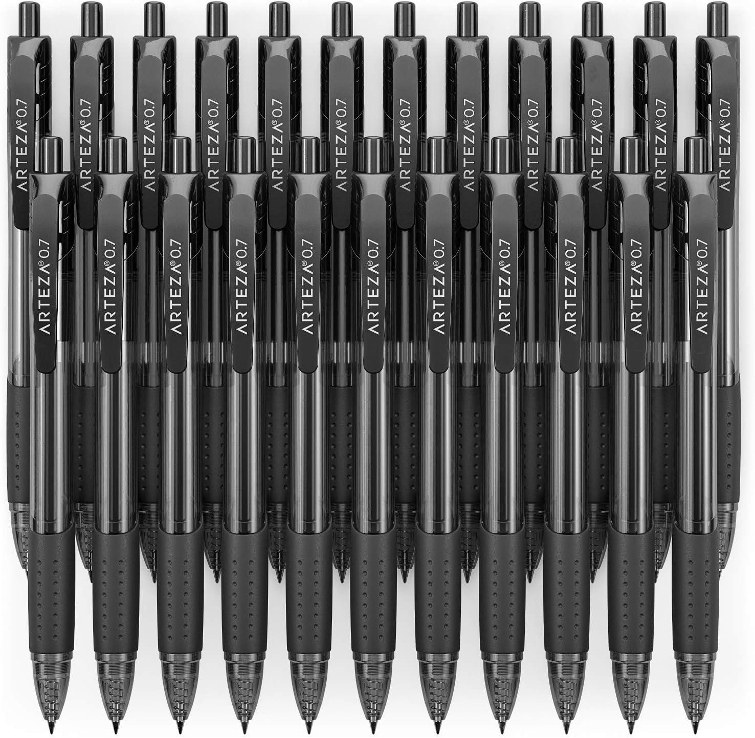 ARTEZA Black Gel Pens Pack of 50, Quick-Drying, 0.7mm Medium Point, Smooth Writing Pens for Note Taking, Office, School Supplies(1 Count (Pack of 24))