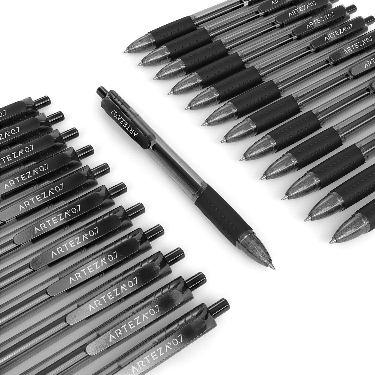 ARTEZA Black Gel Pens Pack of 50, Quick-Drying, 0.7mm Medium Point, Smooth Writing Pens for Note Taking, Office, School Supplies(1 Count (Pack of 24))