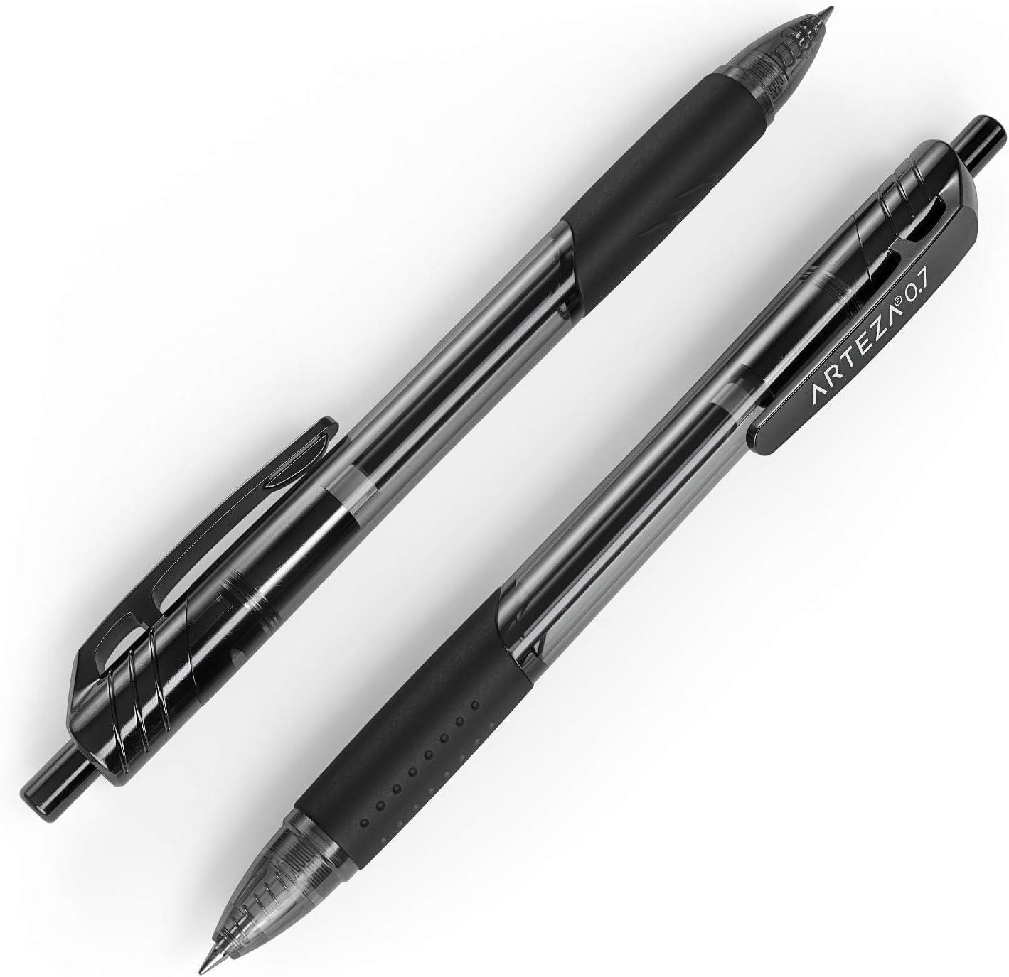 ARTEZA Black Gel Pens Pack of 50, Quick-Drying, 0.7mm Medium Point, Smooth Writing Pens for Note Taking, Office, School Supplies(1 Count (Pack of 24))