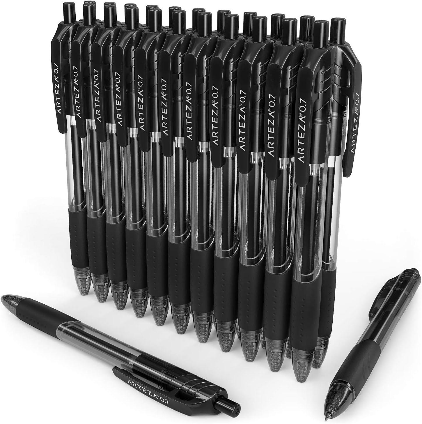 ARTEZA Black Gel Pens Pack of 50, Quick-Drying, 0.7mm Medium Point, Smooth Writing Pens for Note Taking, Office, School Supplies(1 Count (Pack of 24))