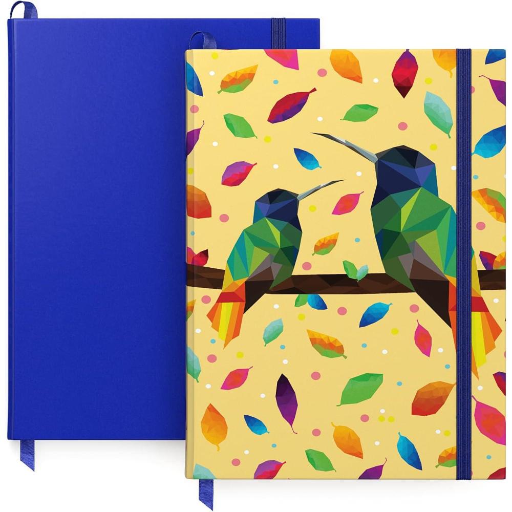 ARTEZA Dotted Journals, Pack of 2, 6×8 Inches, 96 Sheets, Cobalt Blue and Gray, Hardcover Notebooks with Smooth Paper(Bird & Cobalt Blue)