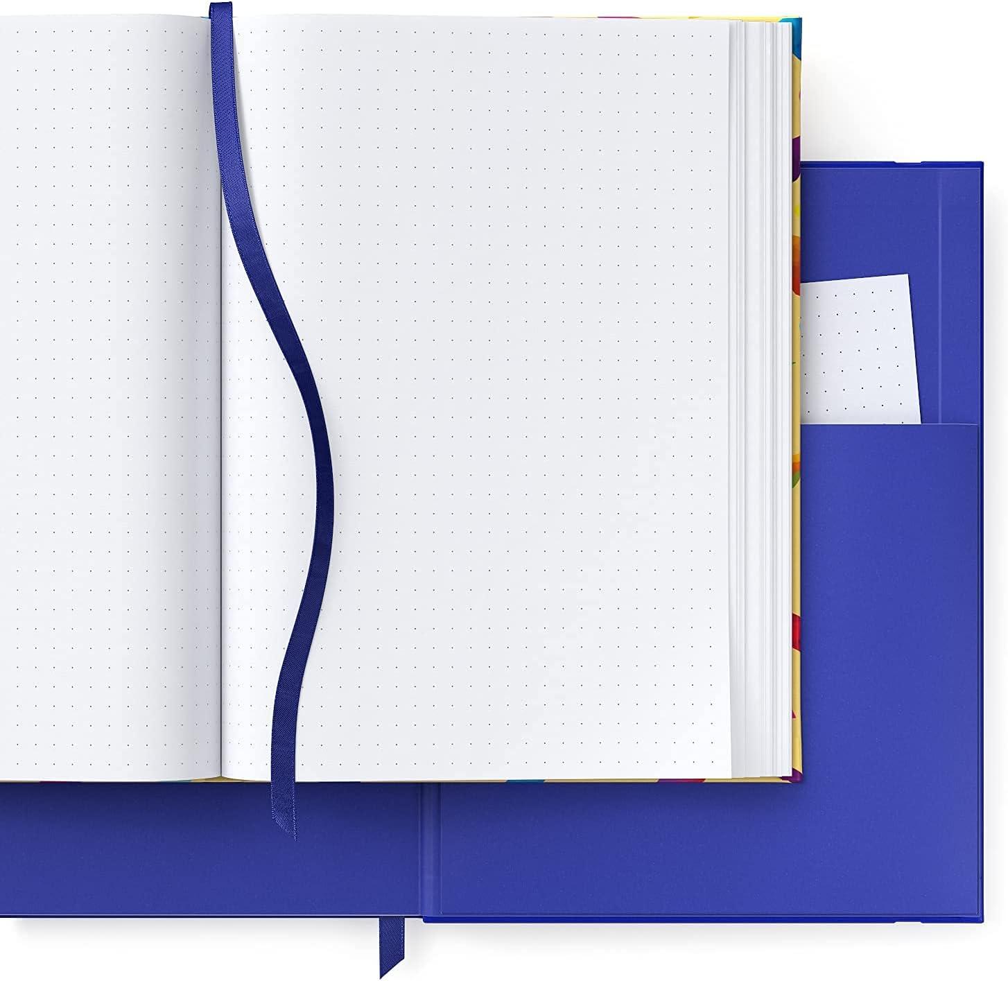 ARTEZA Dotted Journals, Pack of 2, 6×8 Inches, 96 Sheets, Cobalt Blue and Gray, Hardcover Notebooks with Smooth Paper(Bird & Cobalt Blue)
