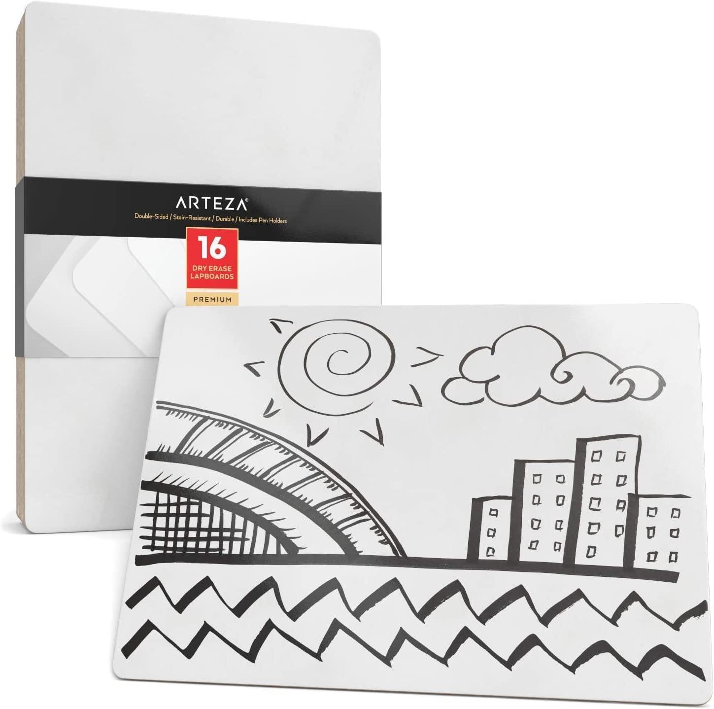 ARTEZA Mini White Boards (16 Pack), 9×12 inch Dry Erase Boards, Double-Sided Dry Erase Lapboards, Back to School Supplies for Classroom, College, Students, Teachers, and Office Applications(White)