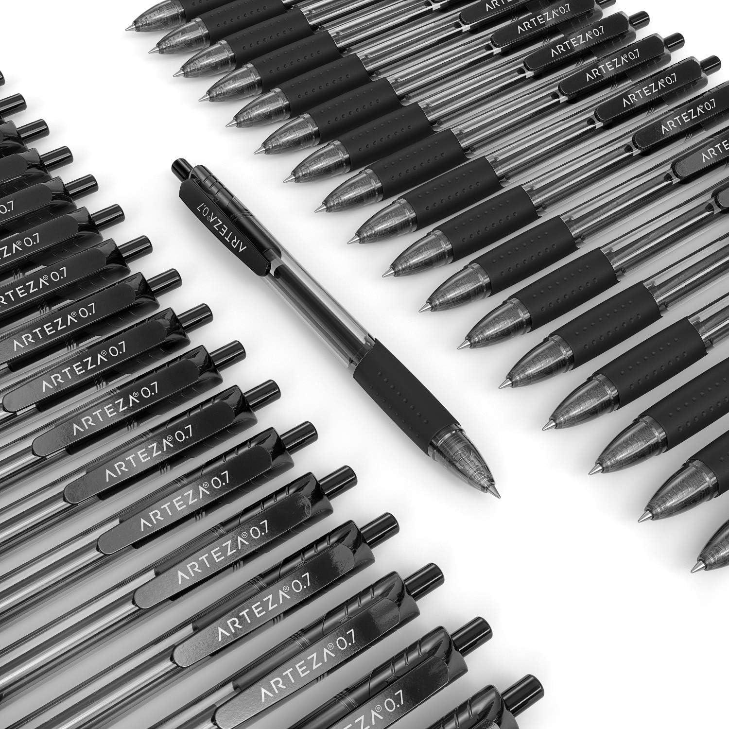ARTEZA Black Gel Pens Pack of 50, Quick-Drying, 0.7mm Medium Point, Smooth Writing Pens for Note Taking, Office, School Supplies(1 Count (Pack of 50))