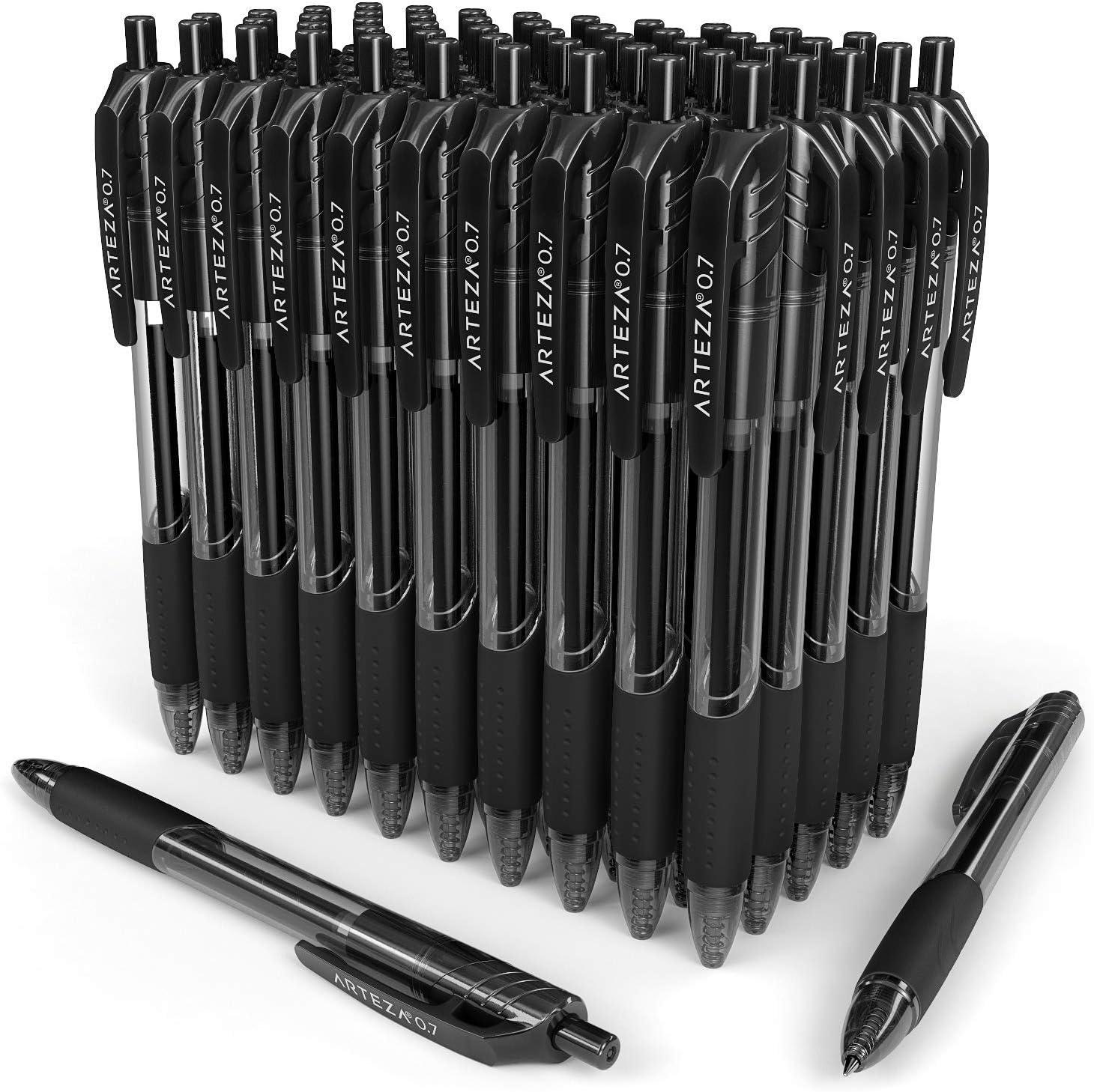 ARTEZA Black Gel Pens Pack of 50, Quick-Drying, 0.7mm Medium Point, Smooth Writing Pens for Note Taking, Office, School Supplies(1 Count (Pack of 50))