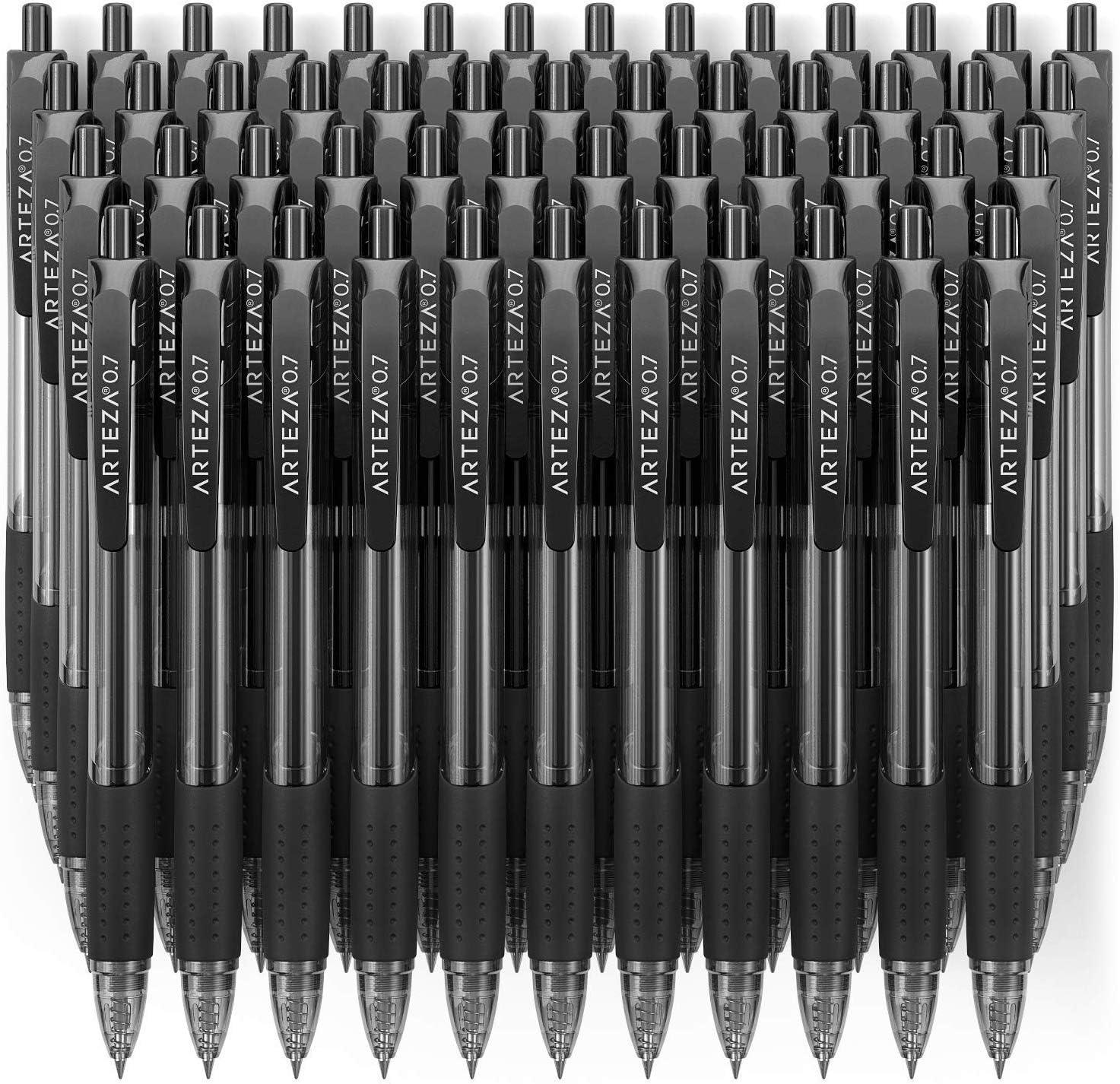 ARTEZA Black Gel Pens Pack of 50, Quick-Drying, 0.7mm Medium Point, Smooth Writing Pens for Note Taking, Office, School Supplies(1 Count (Pack of 50))