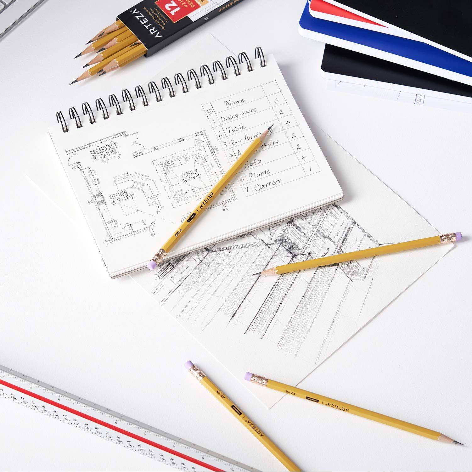 ARTEZA HB Pencils #2, Pack of 12, Wood-Cased Graphite Pencils in Bulk, Pre-Sharpened, Office and School Supplies for Exams, Classrooms, Students