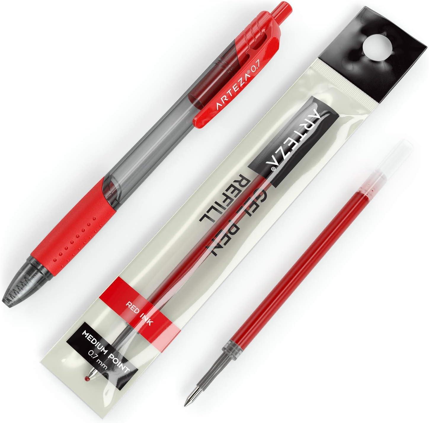 ARTEZA Red Gel Pens Pack of 24, 0.7mm Medium Point, Quick Drying Ink for Smooth Writing, Office & School Supplies(1 Count (Pack of 36))