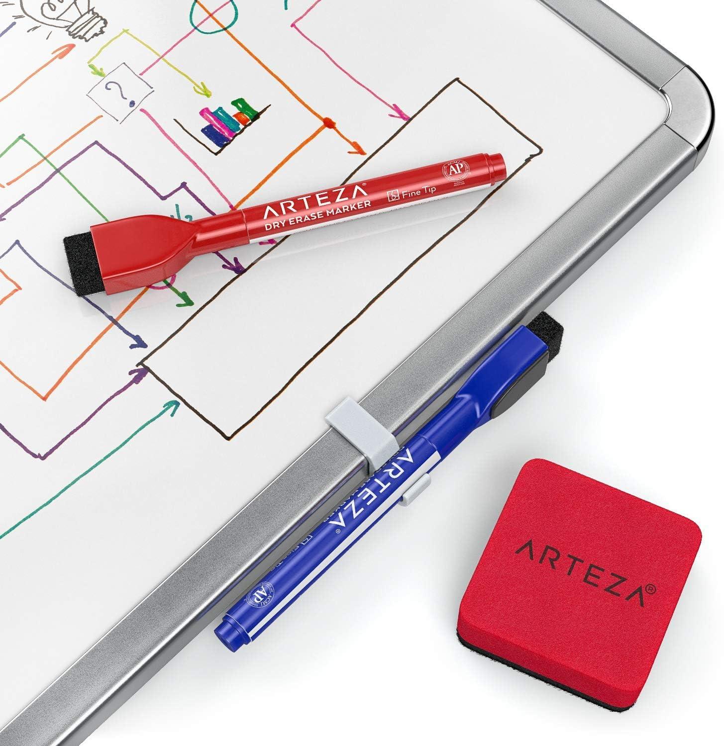 Arteza Framed Magnetic Cork Whiteboard Set, 12×14 inches, 2-Pack Dry Erase Lap Boards with Push Pins, Markers & Magnets, Office & Back to School Supplies for Home, Classroom, Students, Brainstorming(11×14 inches)