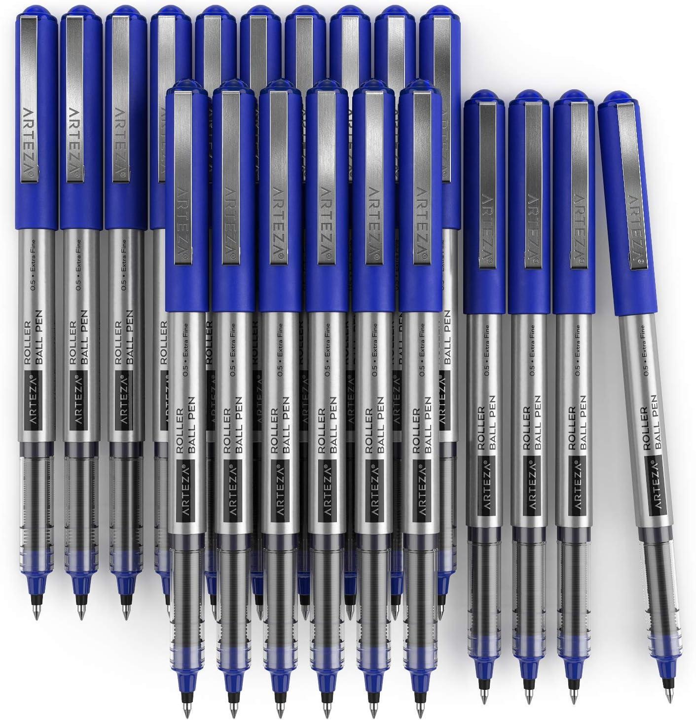 ARTEZA Rollerball Pens, Pack of 20 – Blue Liquid Ink Pens with 0.7 mm Fine Point for Note-Taking, Bullet Journaling, Office & School Writing Tasks(Blue)
