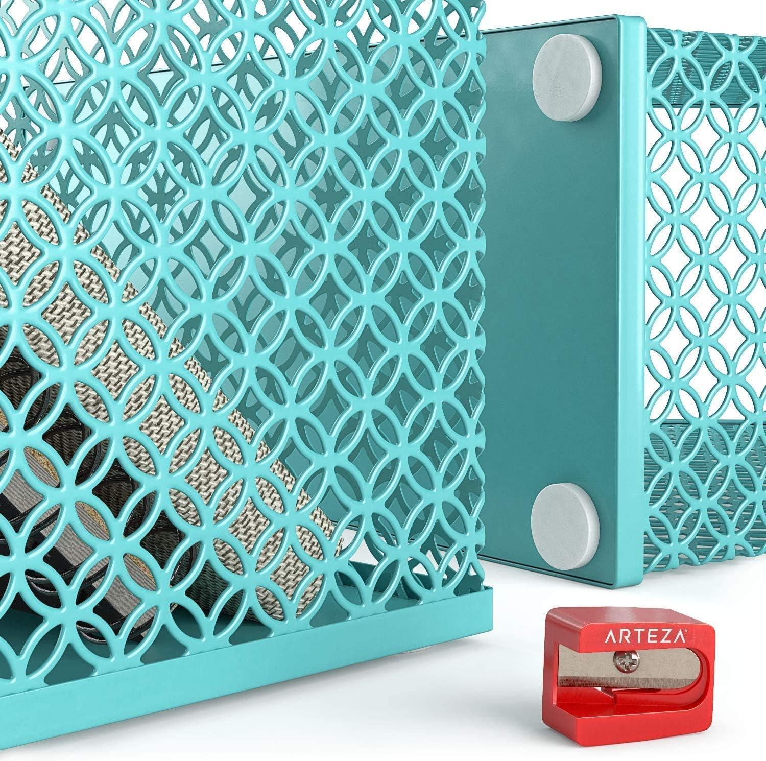 ARTEZA 6-Piece Teal Desk Accessories Set, Essential Desktop Organizer for Home Office, Includes Paper Organizer, Pencil Holder, Letter Sorter & More, Teal Office Supplies(Tiffany Blue)