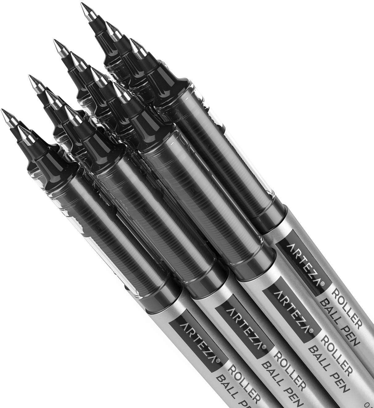 ARTEZA Rollerball Pens, Pack of 20 – Blue Liquid Ink Pens with 0.7 mm Fine Point for Note-Taking, Bullet Journaling, Office & School Writing Tasks(Black)