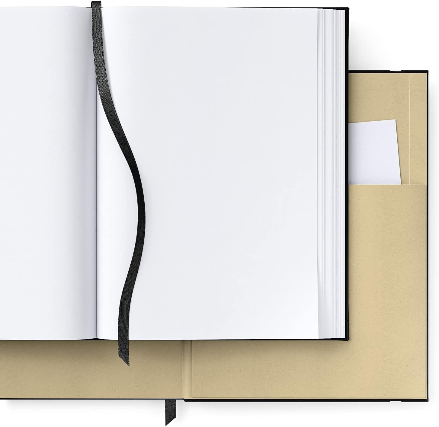 Arteza Journal Blank Page Notebooks, Pack of 2, 6 x 8 inches, 96 Sheets, Hunter Green and Saddle, Hardcover Notepads with Smooth Blank Paper for Writing, Journaling(Tree & Solid Black)