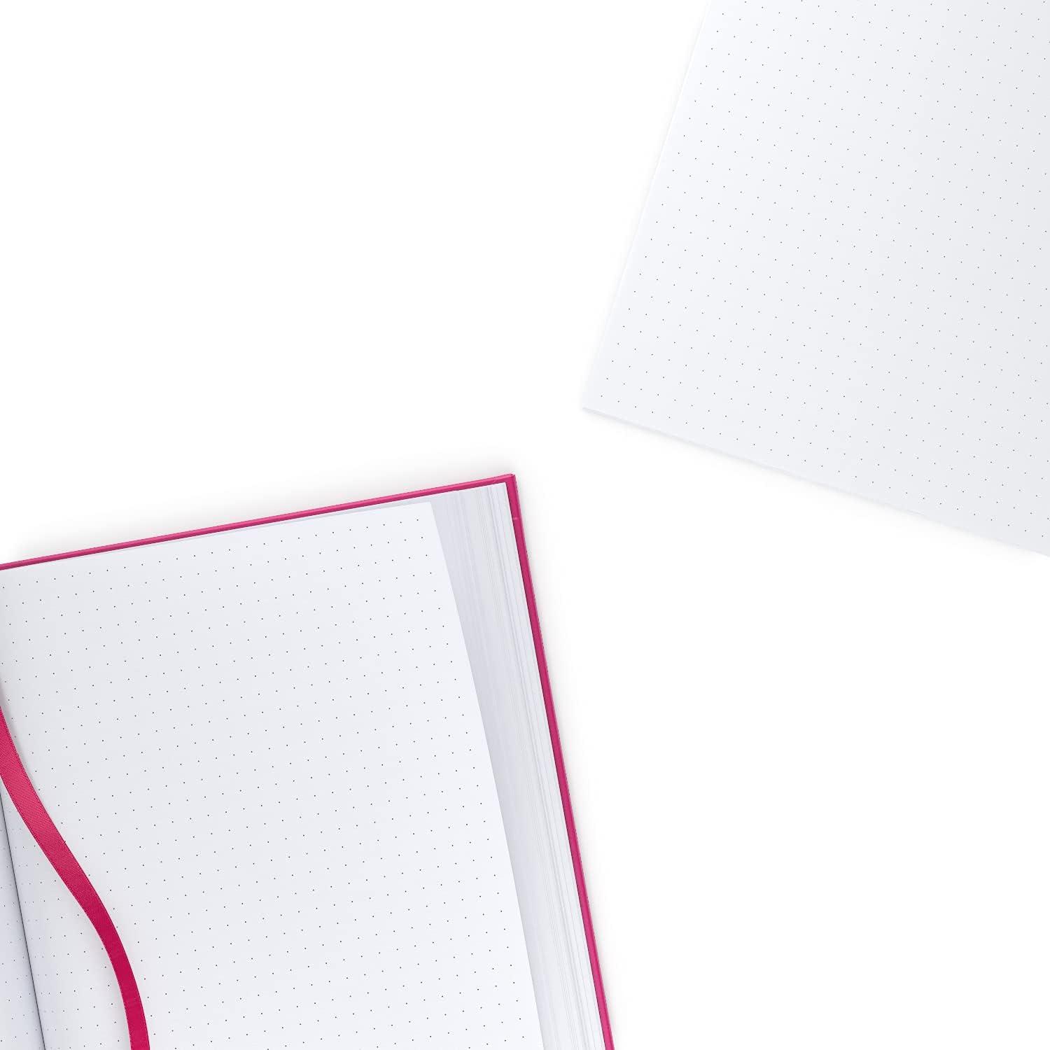ARTEZA Dotted Journals, Pack of 2, 6×8 Inches, 96 Sheets, Cobalt Blue and Gray, Hardcover Notebooks with Smooth Paper(Acrylic Pouring & Dark Pink)