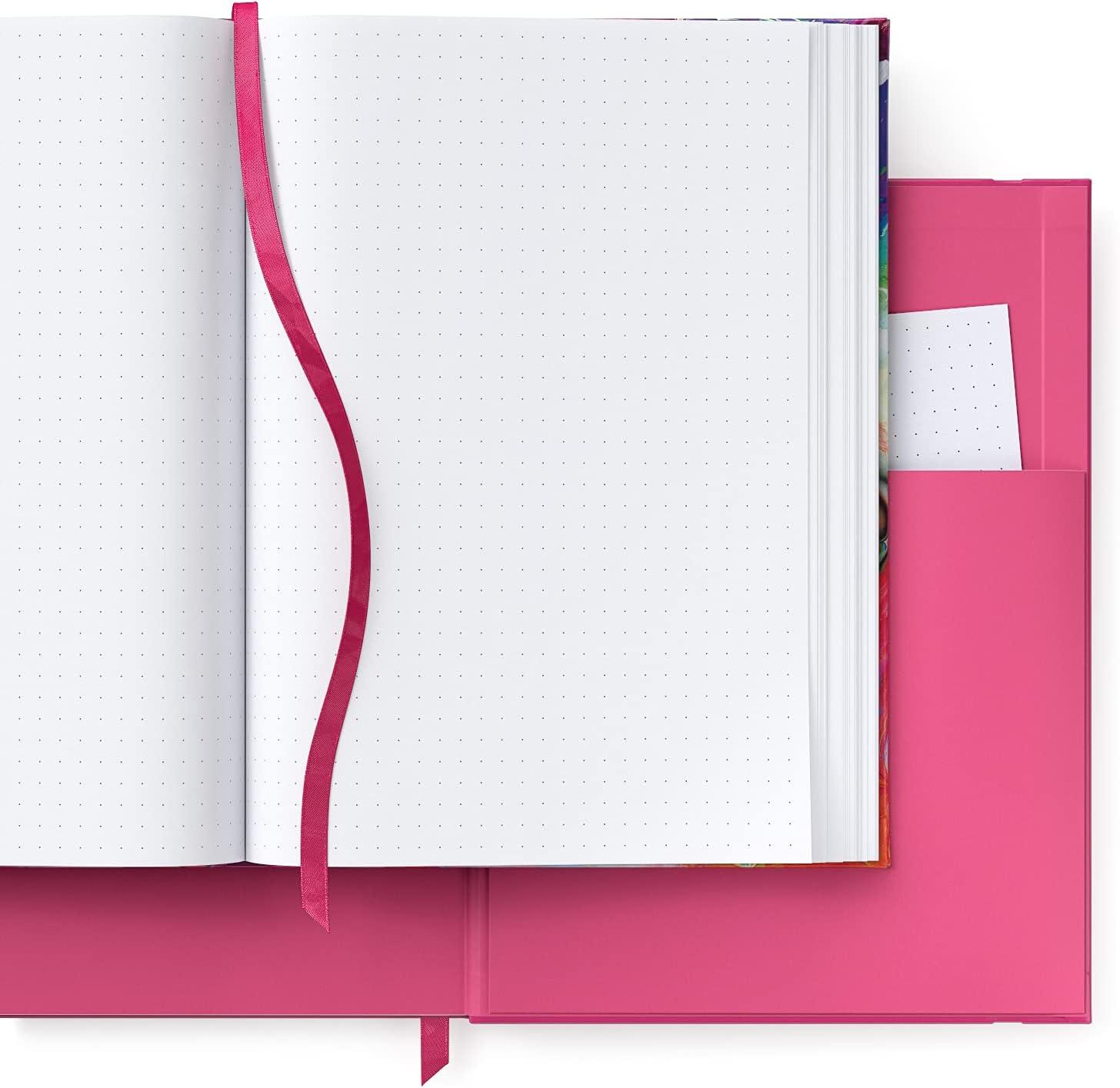 ARTEZA Dotted Journals, Pack of 2, 6×8 Inches, 96 Sheets, Cobalt Blue and Gray, Hardcover Notebooks with Smooth Paper(Acrylic Pouring & Dark Pink)