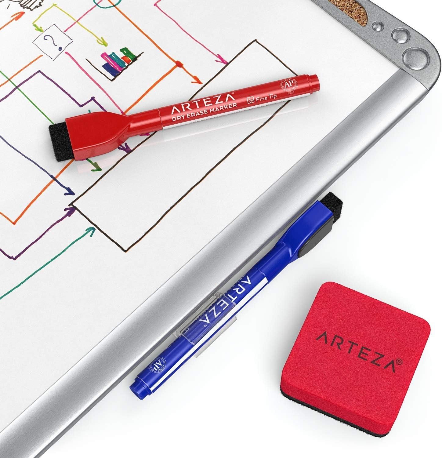 Arteza Framed Magnetic Cork Whiteboard Set, 12×14 inches, 2-Pack Dry Erase Lap Boards with Push Pins, Markers & Magnets, Office & Back to School Supplies for Home, Classroom, Students, Brainstorming(12×14 inches)