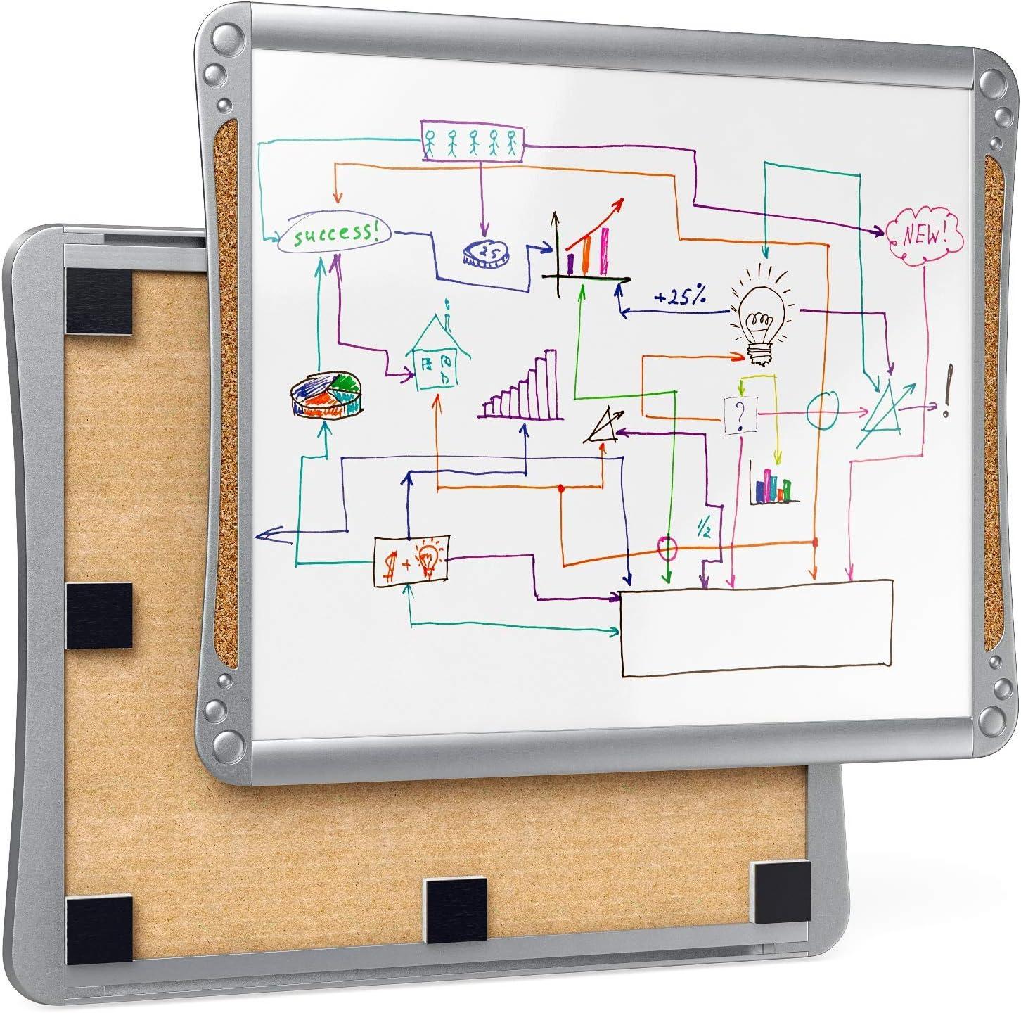 Arteza Framed Magnetic Cork Whiteboard Set, 12×14 inches, 2-Pack Dry Erase Lap Boards with Push Pins, Markers & Magnets, Office & Back to School Supplies for Home, Classroom, Students, Brainstorming(12×14 inches)