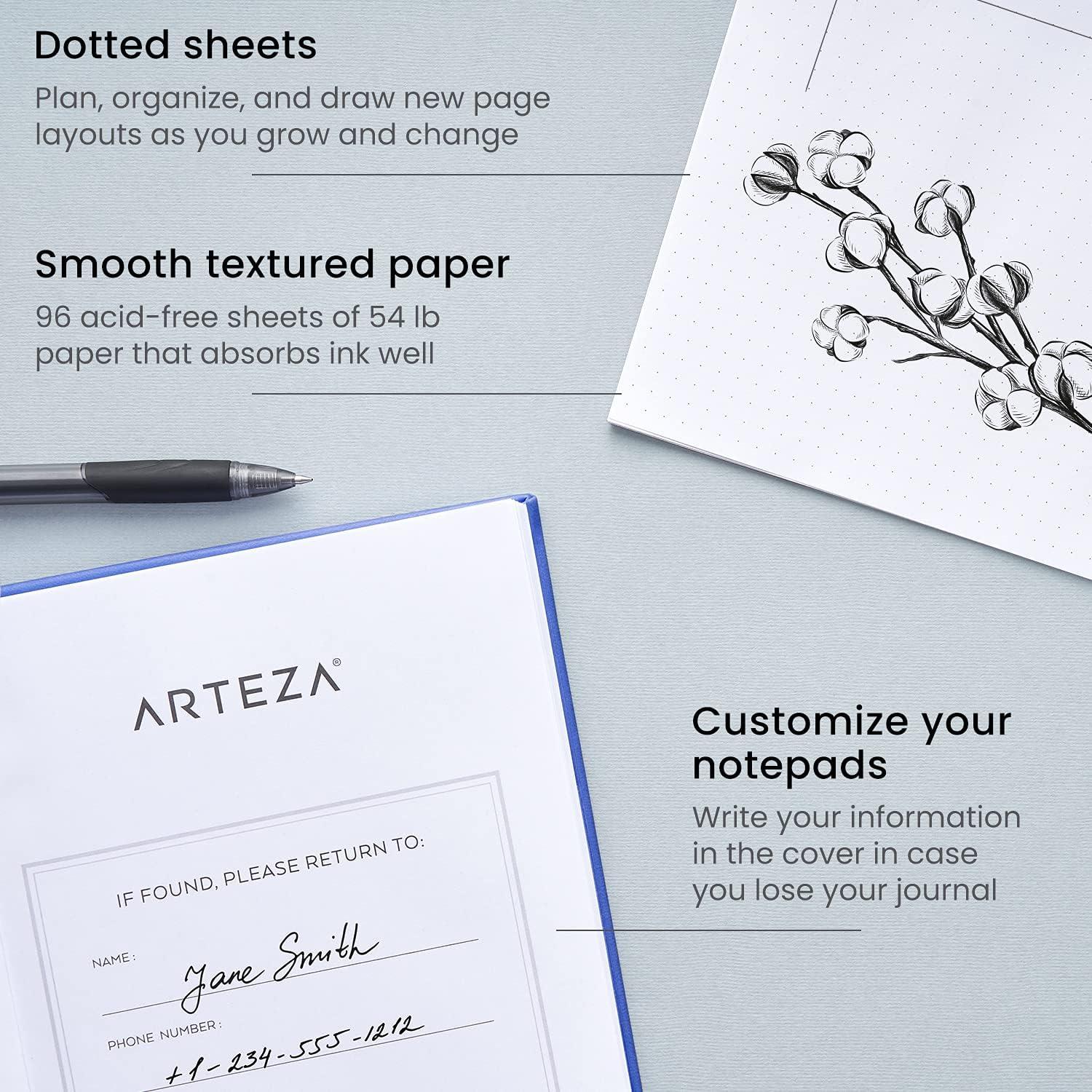 ARTEZA Dotted Journals, Pack of 2, 6×8 Inches, 96 Sheets, Cobalt Blue and Gray, Hardcover Notebooks with Smooth Paper(Cobalt Blue & Gray)
