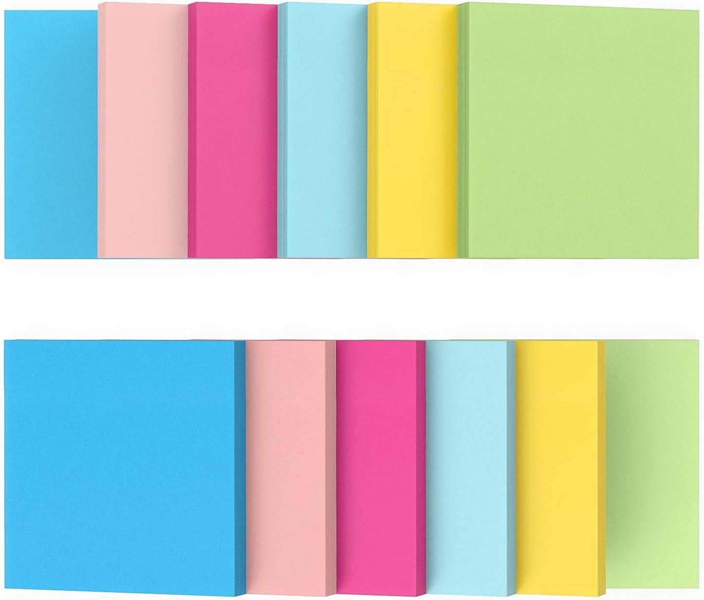 ARTEZA Sticky Notes 12 Pads, 100 Sheets, 6 Assorted Colors, Re-Adhesive, Office Supplies for To-Do Lists, Reminders & Studying
