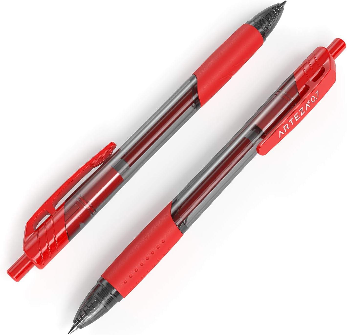 ARTEZA Red Gel Pens Pack of 24, 0.7mm Medium Point, Quick Drying Ink for Smooth Writing, Office & School Supplies(1 Count (Pack of 24))