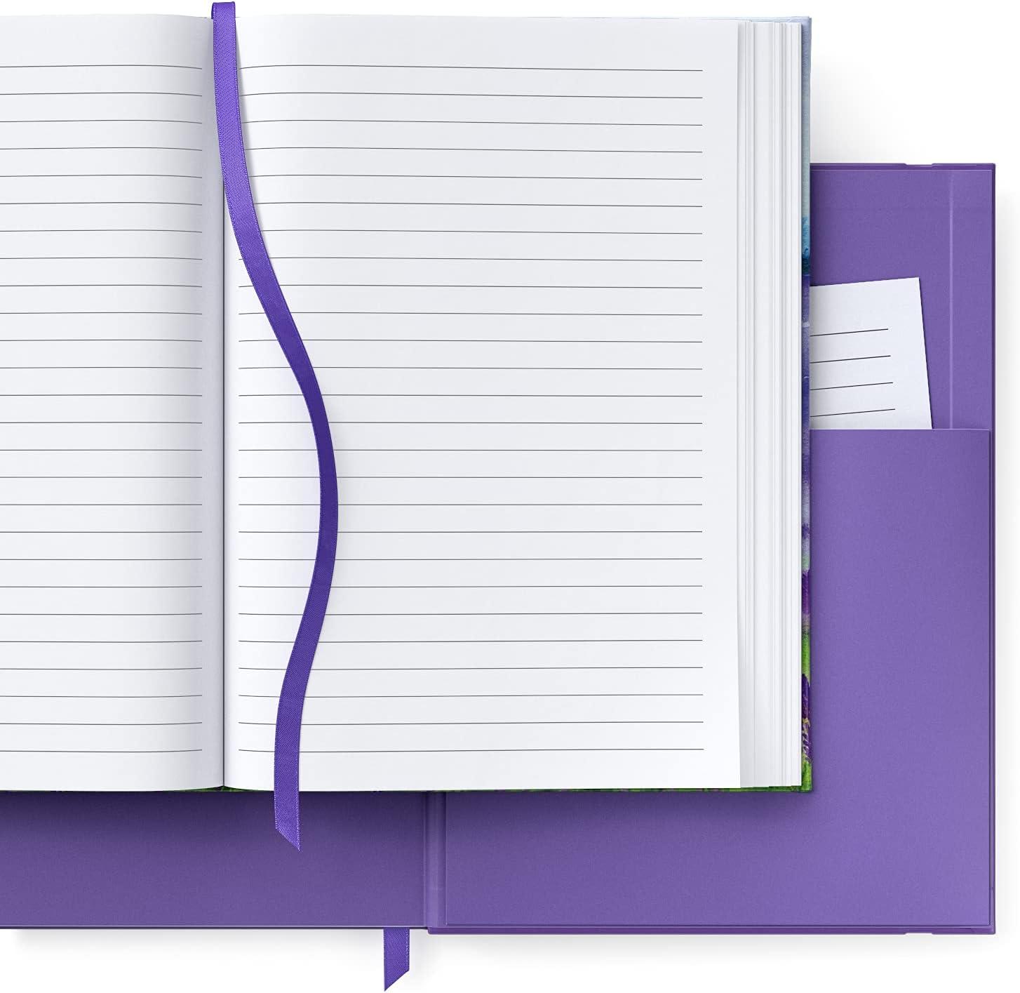 ARTEZA Journal Notebooks, Pack of 2, 6×8 Inches, 96 Sheets, Green and Saddle, Hardcover Notepads with Lined Paper(Lavender Field & Purple)