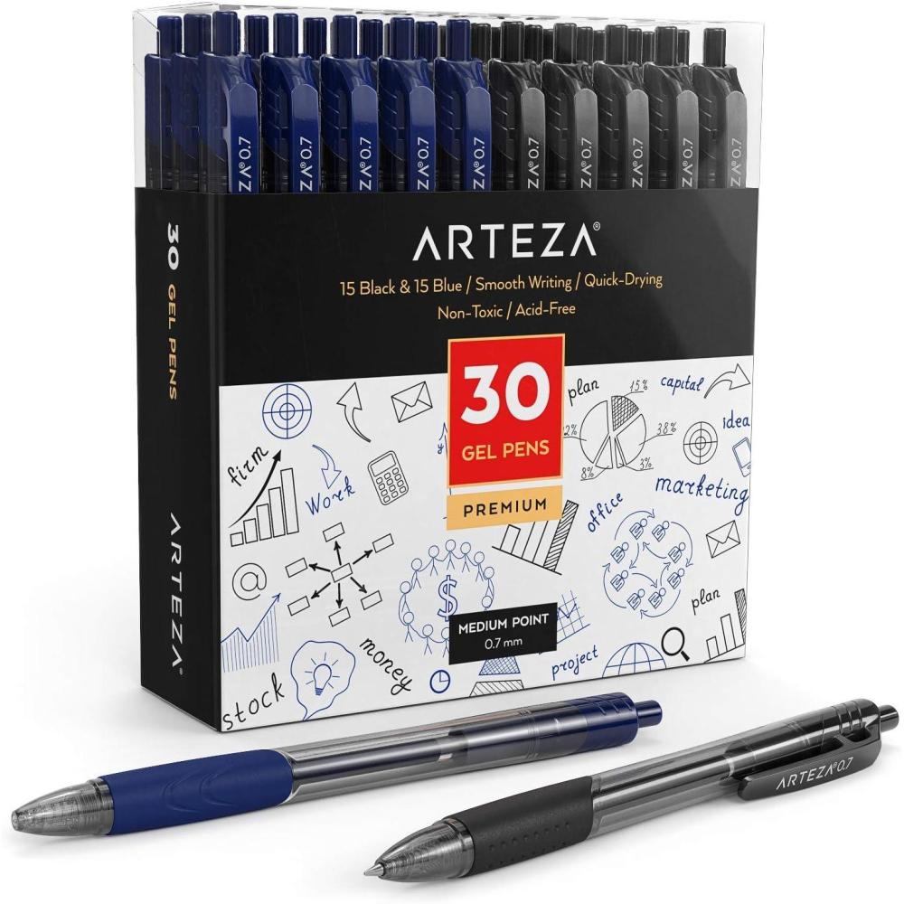 ARTEZA Gel Pen Refills, Pack of 50 – Blue Ink Rollerball Refills with Fine Tip, Quick-Drying, Non-Toxic, for Office, School & Everyday Writing(30 Pack)