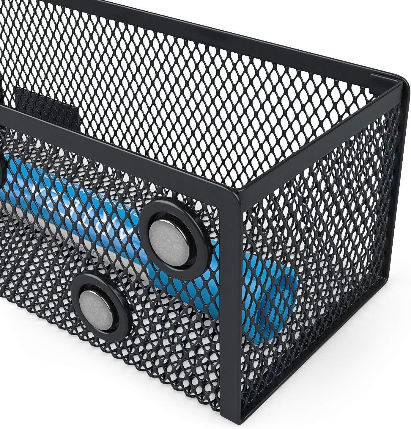 Arteza Mesh Magnetic Basket Organizers Include 12 Dry Erase Markers, Set of 2 Mesh Storage Baskets for Holding Whiteboard & Office Accessories