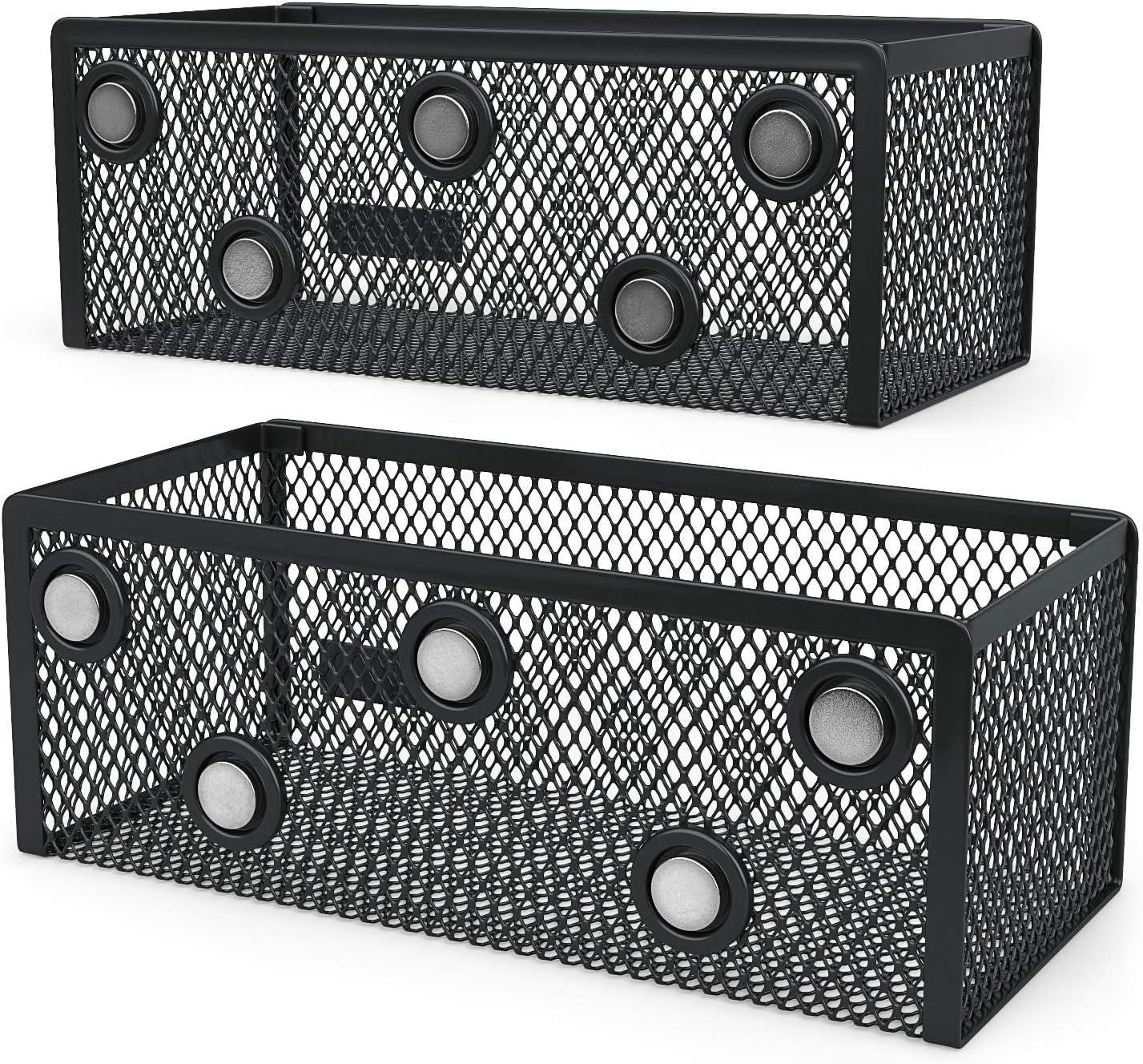 Arteza Mesh Metal Office Desk Organizer with Drawer, 6-Compartment Multi-Functional Design Holds Office Supplies & Accessories Like Pens, Pencils, Notes, Staplers & Scissors (Black)(Set of 4)