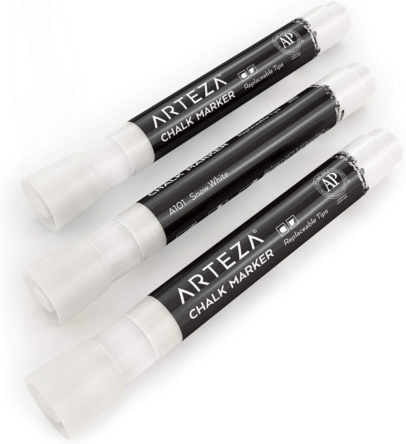 Arteza 150 Chalkboard Labels + 3 White Chalk Markers – Removable Chalk Labels for Jars – Waterproof Mason Jar Stickers(White)