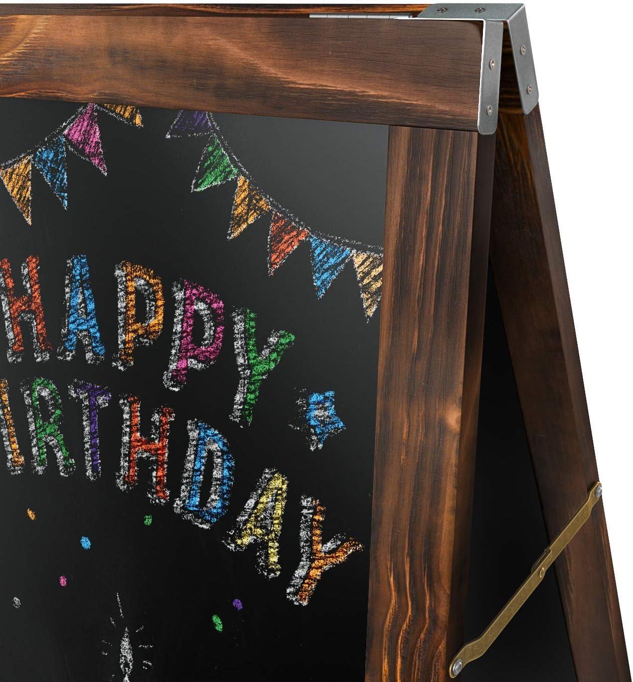 Arteza 40×20 Inch A-Frame Chalkboard Easel Set, Outdoor Chalkboard Sign with Chalk Sticks, Chalk Markers, Erasers, and Stencils, Standing Sign, Office Supplies for Businesses, Announcements & Events(40×20 Inch)