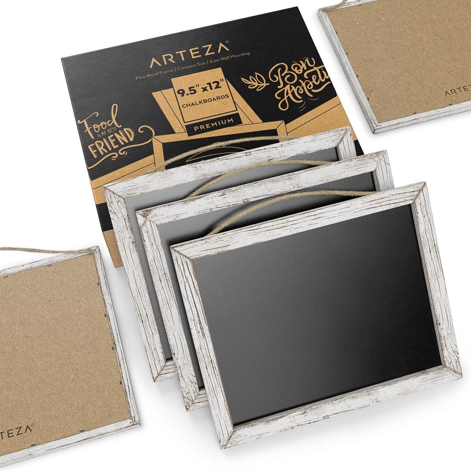 ARTEZA Vintage Framed Chalkboards, Pack of 5, 9.5 x 12 Inches, Decorative Blackboards with String, Art Supplies for Cafes, Stores, Kitchen, Weddings & Special Events