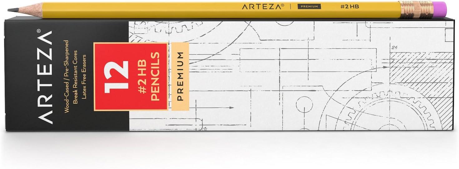 ARTEZA HB Pencils #2, Pack of 48 Wood-Cased Graphite Pre-Sharpened Pencils in Bulk, Office and School Supplies for Exams, Classrooms, Students